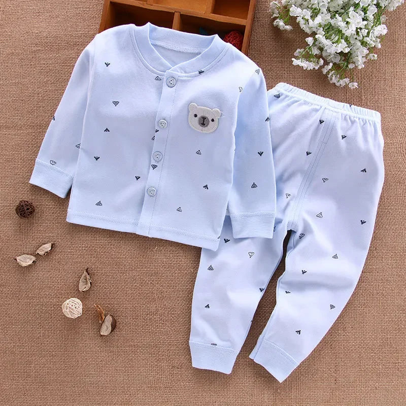 Babykleidung Unterwäsche für Kinder Oberteile Hosen Neugeborenen Pyjama Anzug Haus 100% Baumwolle Sets Jungen Mädchen Warme Herbst Kinderkleidung