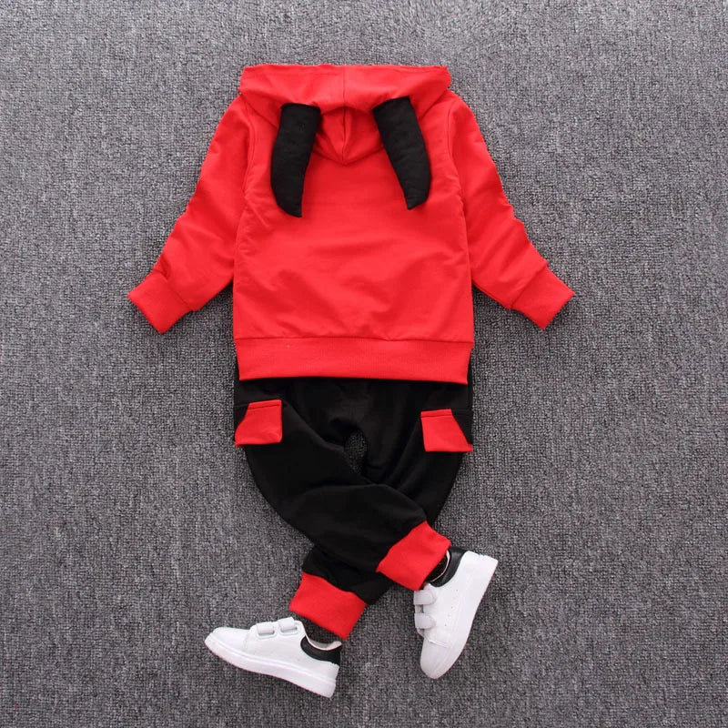 Conjunto de ropa para bebés y niñas pequeñas, primavera, otoño, pana, dibujos animados, conjuntos de ropa para niños, chaquetas con capucha y pantalones, traje para niños de 0 a 5 años
