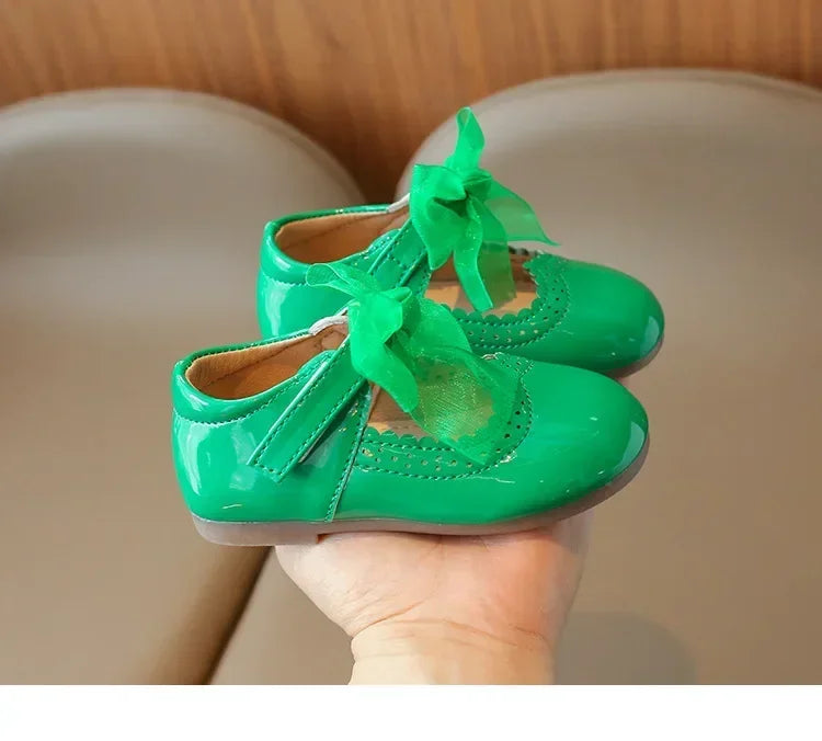 Baby Girl Leather Shoes Spring Autumn New Fashion Soft Comfortable Candy Color Princess Kids Dress Flats Ribbon Bow-knot Sweet