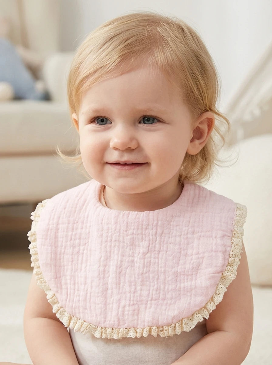 Babero de Doble Capa de Algodón Puro Clase A para Recién Nacido, Tela Absorbente de Gasa para Bebé, Paño para Babear, Accesorio para Fotos, Suave, Cómodo, Unisex 0-3 Meses