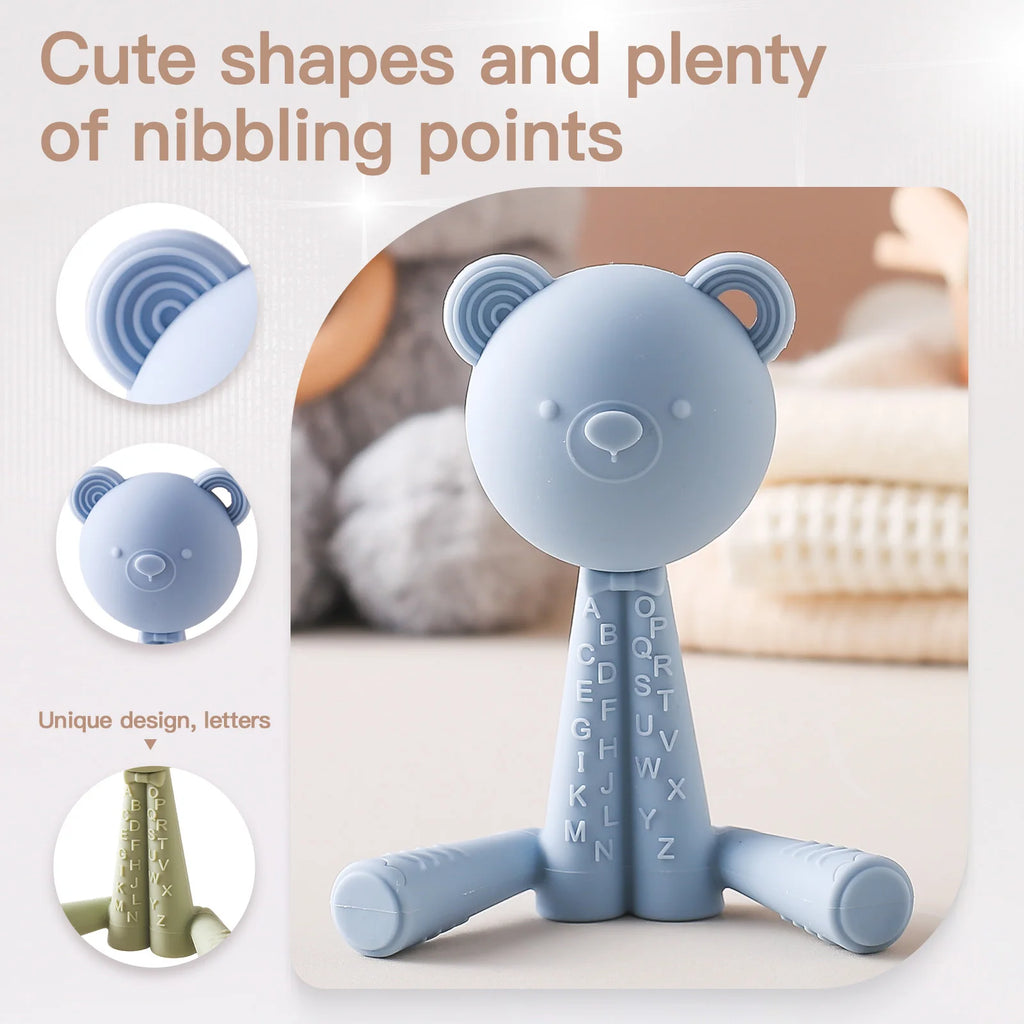 Silicone Teether Baby Toys NO BPA Baby Care Teether 0 12 Months Toys for Baby Cartoon Bear Teething Toys Things for Babies Gift
