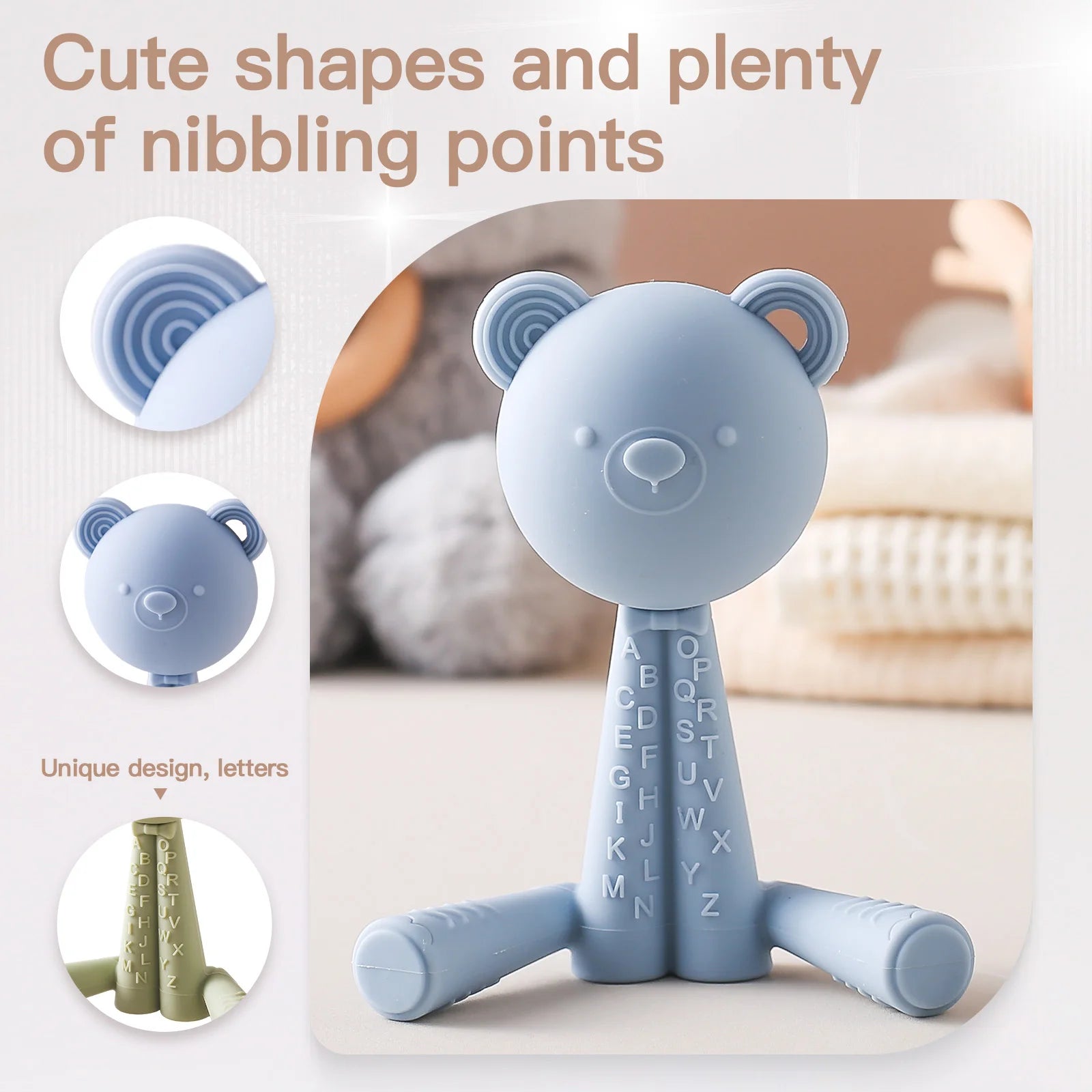 Silicone Teether Baby Toys NO BPA Baby Care Teether 0 12 Months Toys for Baby Cartoon Bear Teething Toys Things for Babies Gift