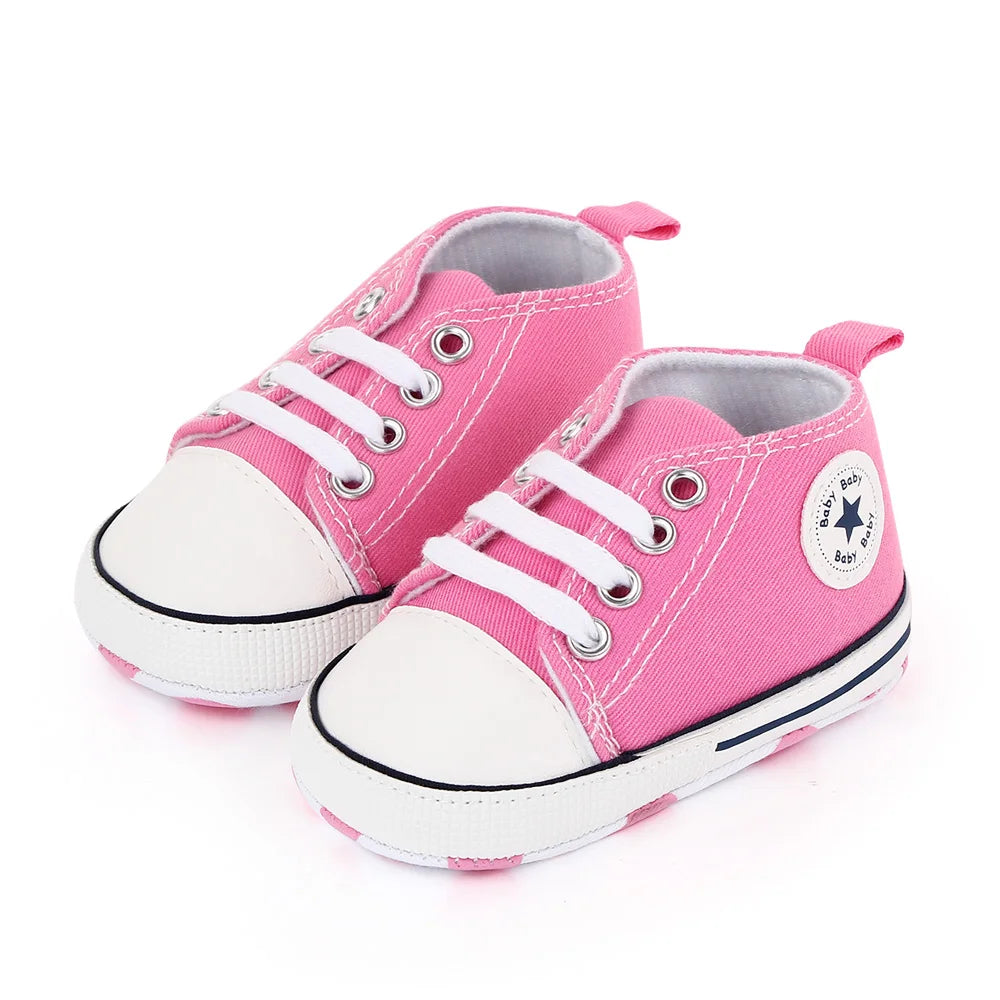 New Baby Shoes Boys Girls Classic Canvas Casual Sneakers Spring Newborn First Walker Toddler Soft Sole Non-Slip Walking Shoes