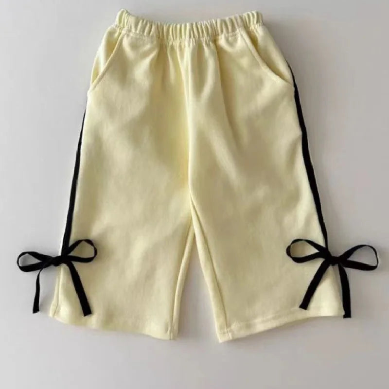 Baby Clothing Set Fashion Bow Decoration Pink Sports Top+Pants Two-piece Sets Sweatshirts Pant Suits 0-5 year old children's set