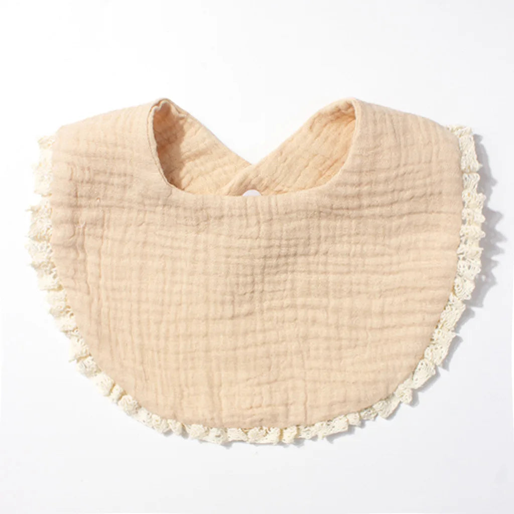 Double-Layer Pure Cotton Class a Newborn Bib Baby Absorbent Gauze Drool Cloth Photo Prop Soft Comfortable Unisex 0-3 Months