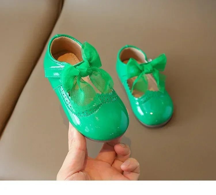 Baby Girl Leather Shoes Spring Autumn New Fashion Soft Comfortable Candy Color Princess Kids Dress Flats Ribbon Bow-knot Sweet