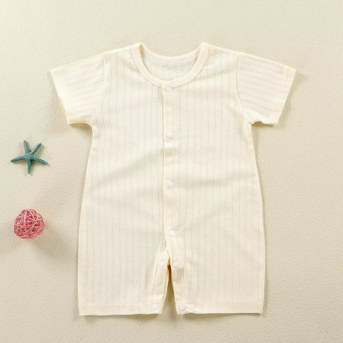 Baby Bodysuit 0-1 Years Cotton Jacquard Snap Closure Crawling Outfit Simple and Trendy Lightweight Romper