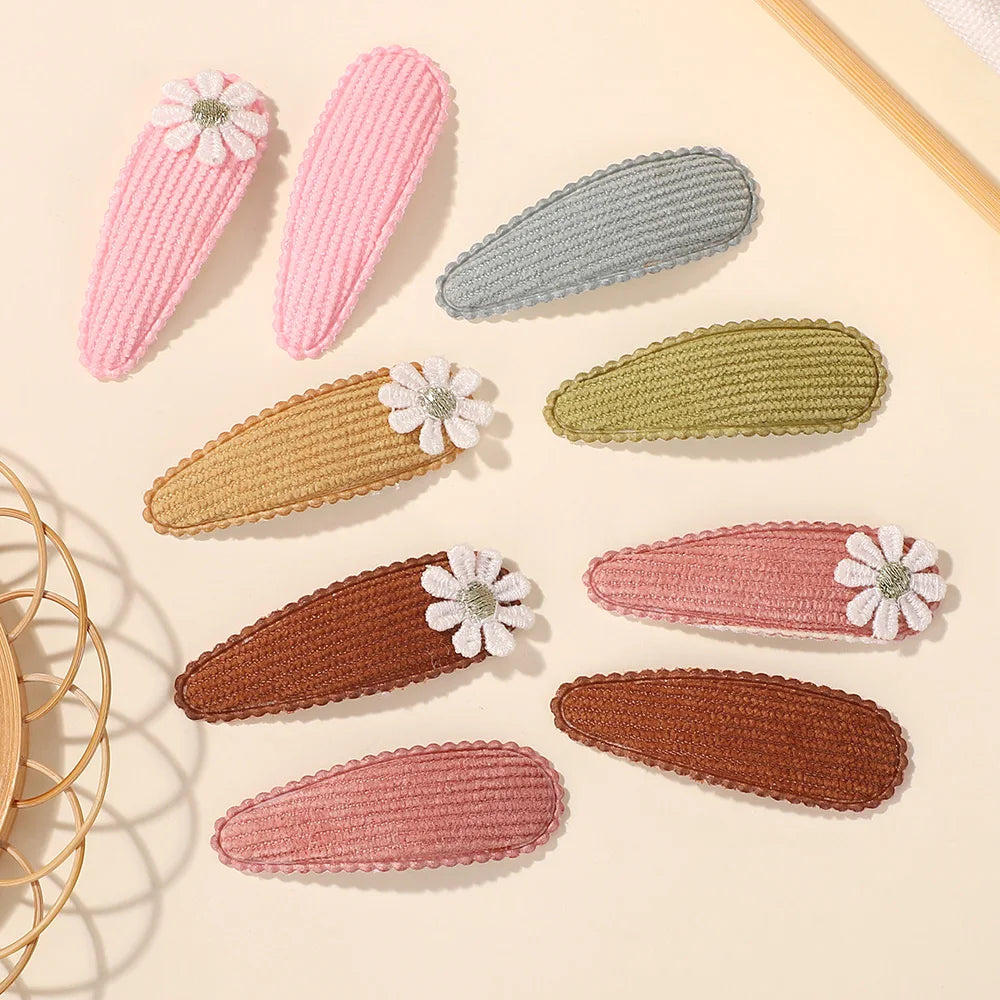 20Pcs Sweet Random Color Hair Clip Flower BB Hairpins Cute Handmade Printing Barrettes Bangs Clip Headwear Baby Hair Accessories