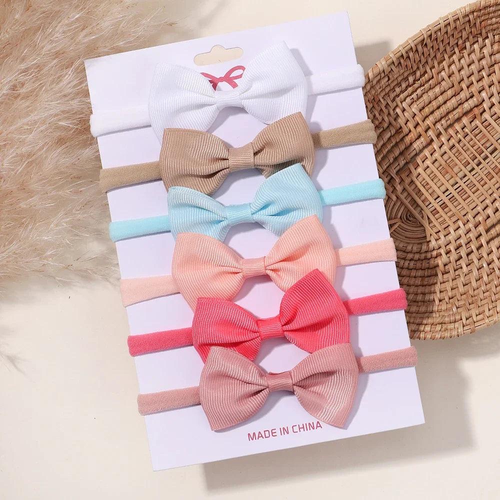 5Pcs/Set Elastic Baby Headband Solid Corduroy Ribbon Bow Headscarf Hairband Newborn Cute Knitted Headband Babe Hair Accessories