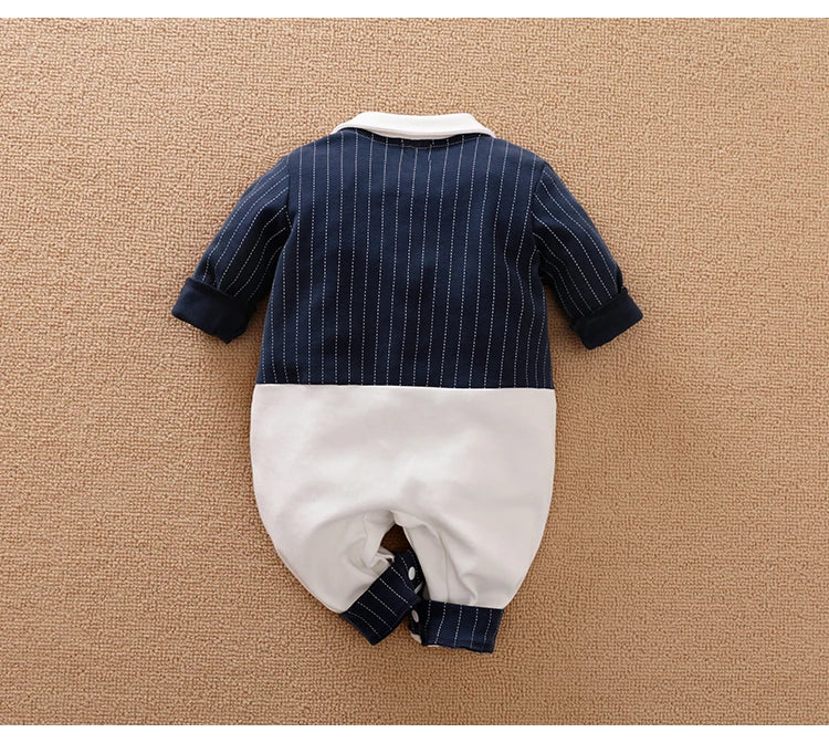 Ropa de bebé recién nacido primavera y otoño 0-18m, estilo caballero, vestido formal elegante, fiesta, algodón, cómodo, mono de bebé de manga larga