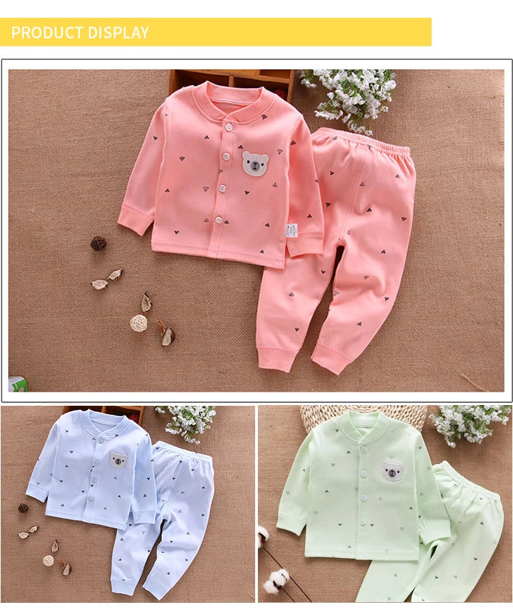 Babykleidung Unterwäsche für Kinder Oberteile Hosen Neugeborenen Pyjama Anzug Haus 100% Baumwolle Sets Jungen Mädchen Warme Herbst Kinderkleidung