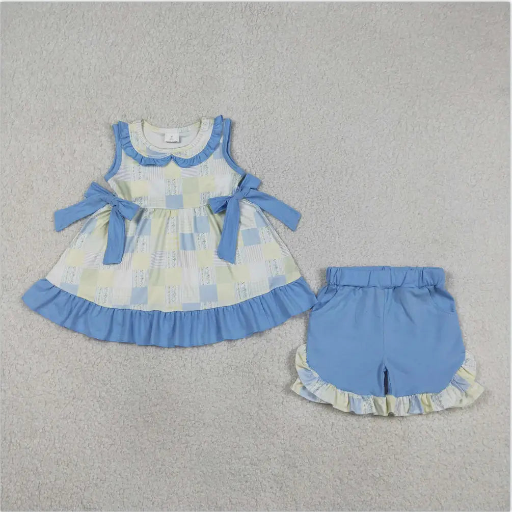 Summer clothing Baby Girls outfits Toddlers Girls wholesale boutique Embroidery Fishes Baby Girls Tunic Shorts Clothes