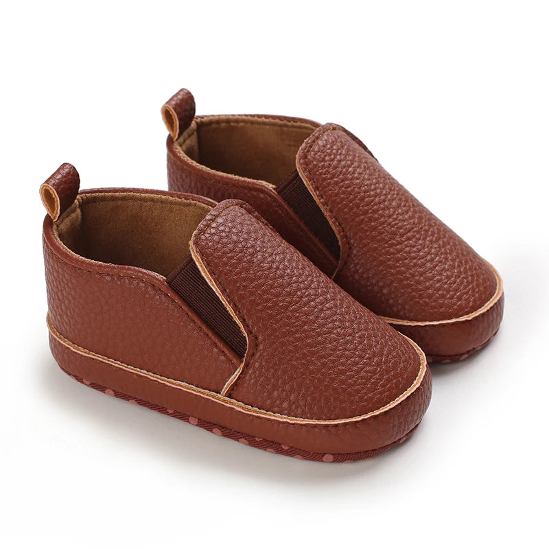 Baby Learning Walk Shoes, Slip-on Leather Casual Loafers, Soft Sole Comfortable Footwear for Infants 0-18M