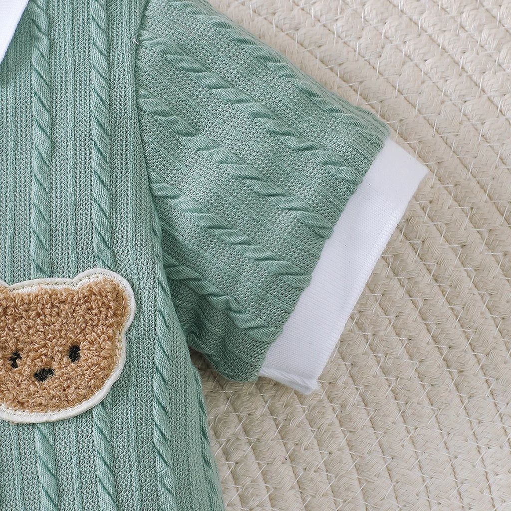 0-18 meses Mono de bebé recién nacido niño lindo osito manga corta mono ropa de bebé niño traje de verano para gatear