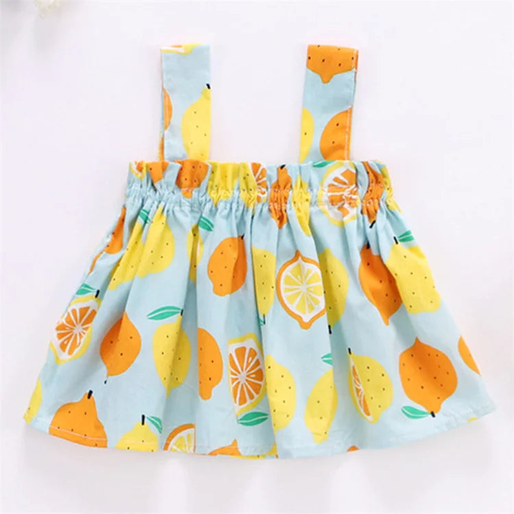 Sommer Neugeborenen Baby Kleidung für Mädchen Jungen Set Druck Dünnes Mini-Kleid und PP Shorts 2-teiliges Set Säuglings-Baby-Kleidung Outfit 6-24M
