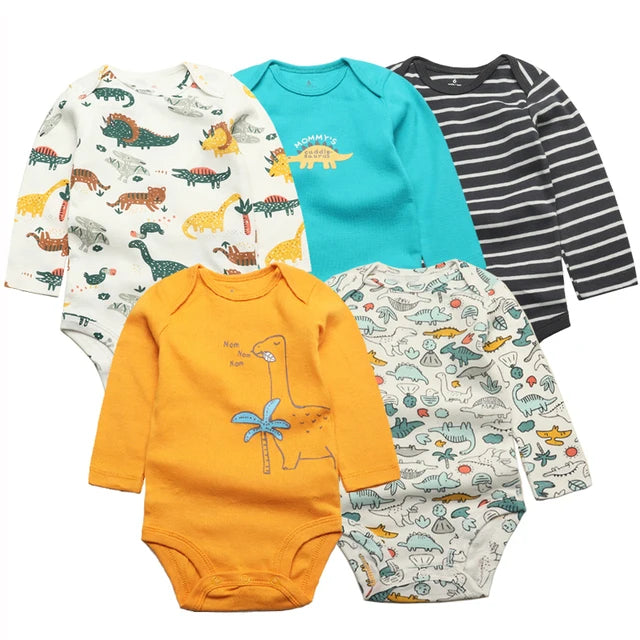 2026 Newborn Baby Girl Clothes Long Sleeve 100% Cotton 5 Pieces/Lot Baby Bodysuits Cartoon Underwear Infant Bebe Clothing 3-24M