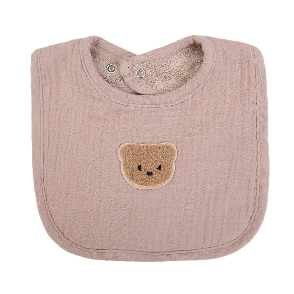 Cute Bear Muslin Cotton Baby Bibs Saliva Towel U-Absorbent Pockets Korean Children Kids Boys Girls Bandanas Feeding Burp Clothes