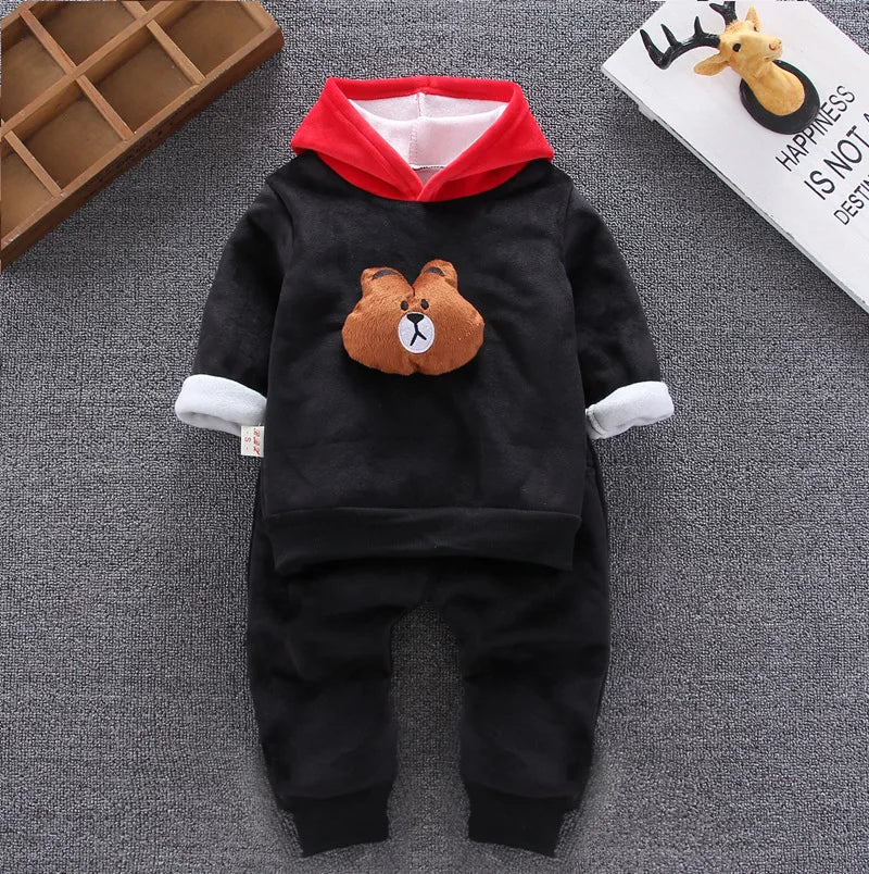 Conjuntos de ropa para niños, moda infantil, camiseta con oso de dibujos animados, chaleco, abrigo y pantalón, traje de 2 piezas, conjuntos deportivos para niños de 1 a 4 años