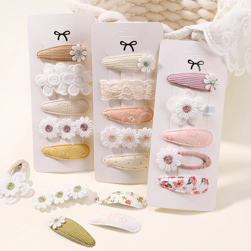 Juego de 5 pinzas para el pelo de niña, diseño floral, lazo de conejo, princesa, para niña pequeña, horquilla lateral, accesorios para el pelo.