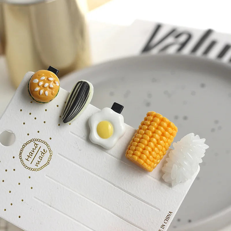 Funny Novelty Hair Pin For Baby Girl Hair Accessories Simulation Food Sunflower Seeds Egg Pinches For Hair Girl Hair Hooks Clips