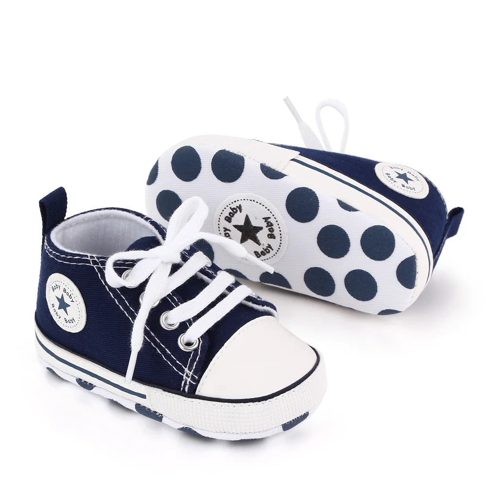 Spring New Baby Shoes Boy and Girl Classic Canvas Casual Sneakers Soft Sole Non-Slip Walking Newborn Toddler Shoes First Walkers