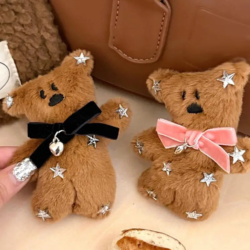 Lindo broche de felpa de osito, pinza de pelo de muñeco de peluche de dibujos animados, pinzas dulces para flequillo lateral, accesorios para el cabello femeninos de otoño e invierno.