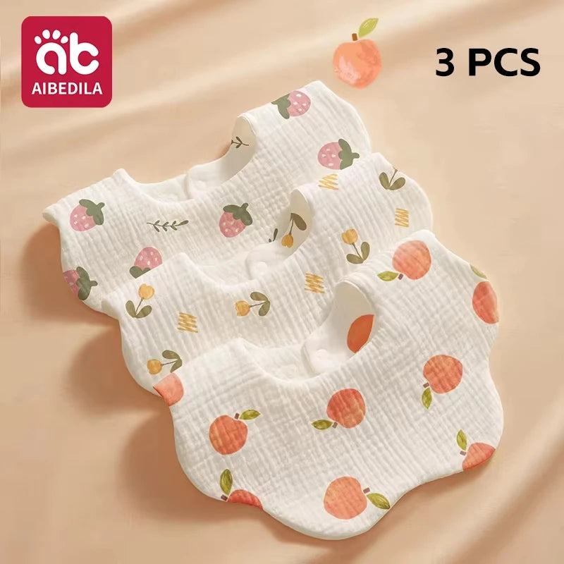 AIBEDILA Soft Baby Bibs Bandana Saliva Towels Burp Cloths Newborn Infant Toddler 0-1Y Comfortable Waterproof Feeding Bibs 2/3/4﻿