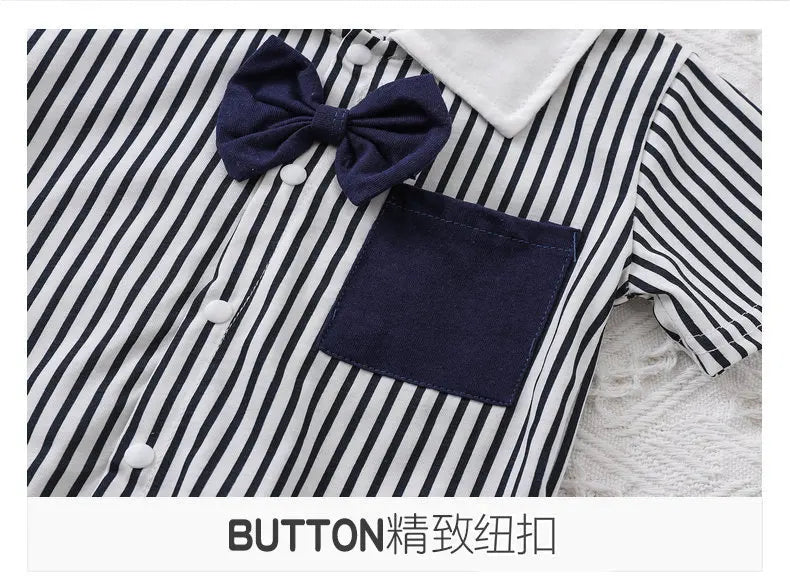 Mameluco de caballero para bebé niña o niño, con camisa, solapa, manga corta, conjunto para recién nacido, mono para bebé o infante