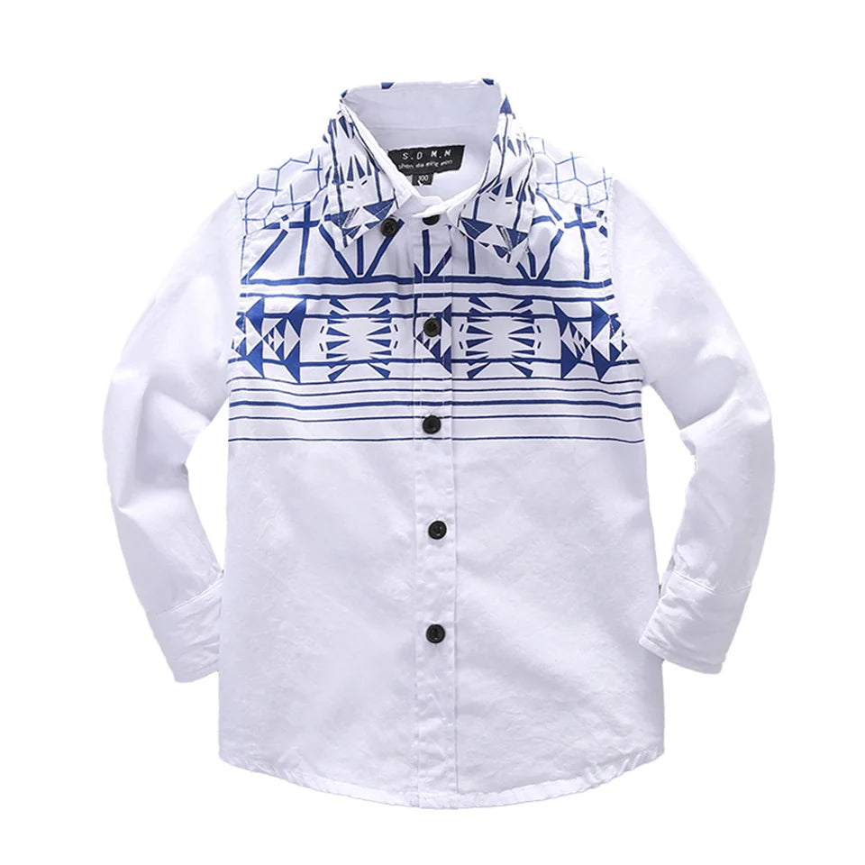 Boys Clothing shirts Autumn Long Sleeve embroidery Little Horse pattern Children Tops Birthday party Kids shirt school uniform