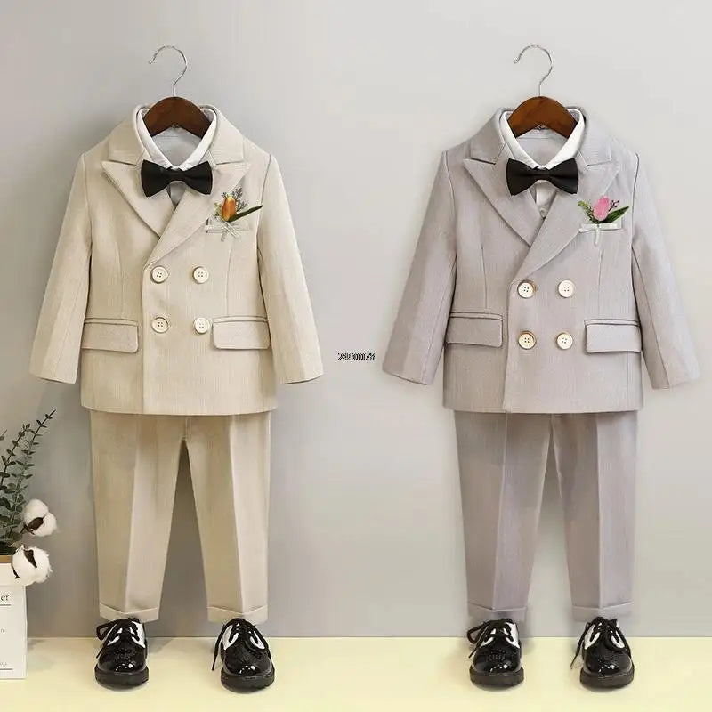 Traje de fotografía para niños Flower Boys, disfraz formal para bebés y niños, vestido para fiesta de cumpleaños o boda, esmoquin para actuaciones.