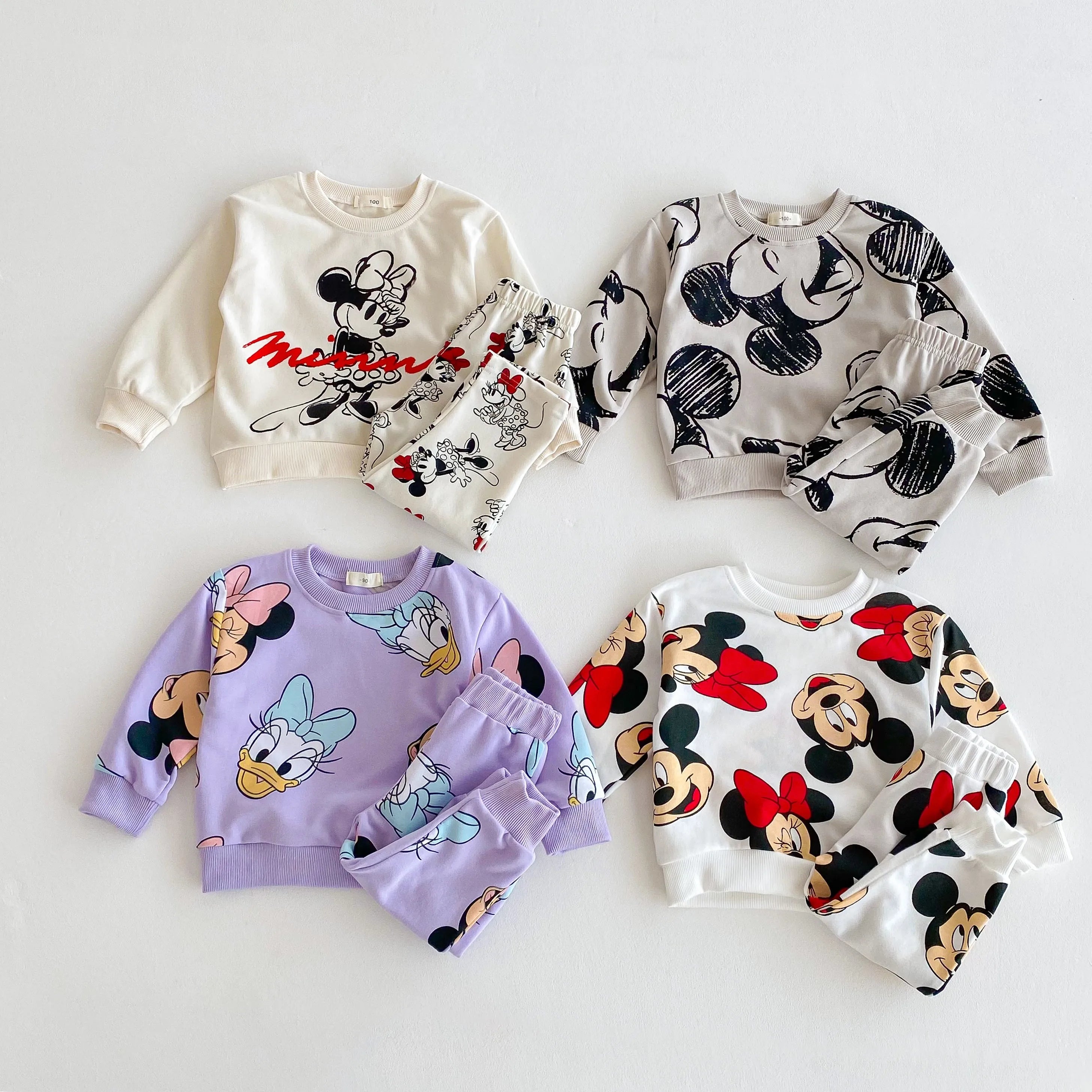 Minnie de Dibujos Animados Bebé Niña Lindo Traje de Manga Larga Holgado de Moda Chándales de Niños Ropa para Niños Pequeños Sudadera + Pantalones 2 piezas/conjunto