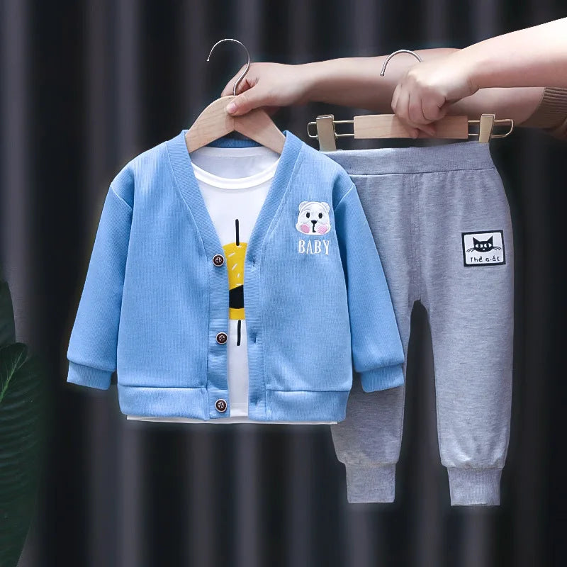 Conjunto de ropa para bebés y niñas pequeñas, primavera, otoño, pana, dibujos animados, conjuntos de ropa para niños, chaquetas con capucha y pantalones, traje para niños de 0 a 5 años