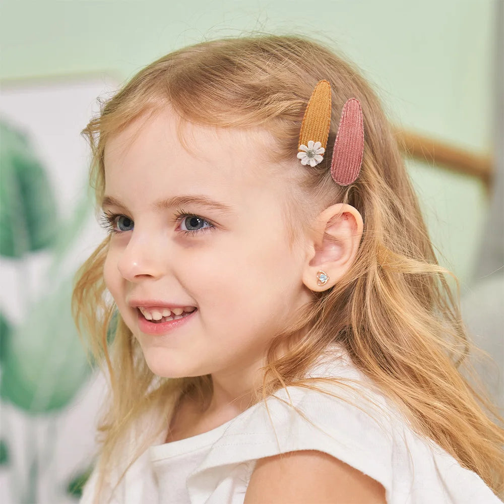 20Pcs Sweet Random Color Hair Clip Flower BB Hairpins Cute Handmade Printing Barrettes Bangs Clip Headwear Baby Hair Accessories