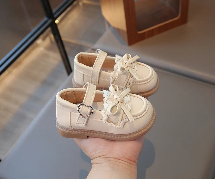 Elegant Baby Shoes Spring Autumn Girls Princess Walking Shoes Fashion Versatile Children's Leather Shoes Kids Flats Breathable