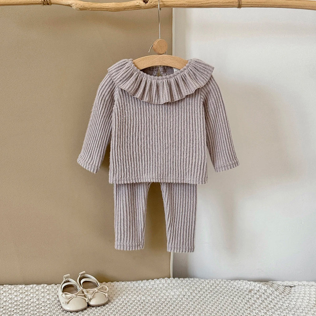Baby Clothing Sets Autumn Casual 2 PCS Sets Baby Girls Clothes Lapel Top+Pants 1-3 Years Old Baby Stuff