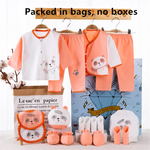 18piece/set Newborn Baby Clothes For Girls Boys Pants Sets Cotton Spring Autumn Soft Infant Boy Clothing New born Print Hat Bibs