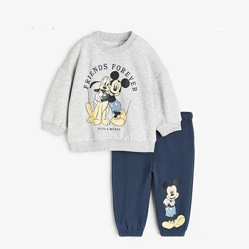 Autumn New Child Costume Mickey Hoodies +Pants 2Piece Set Fashion Casual Outfits Kids Crewneck Tops Pants Long Sleeve Outfits