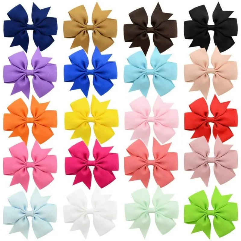 20 Colors Toddler Girls Hair Bows Clips Grosgrain Ribbon Pinwheel Hair Bows Hair Accessories for Baby Girls Kids Children Teens