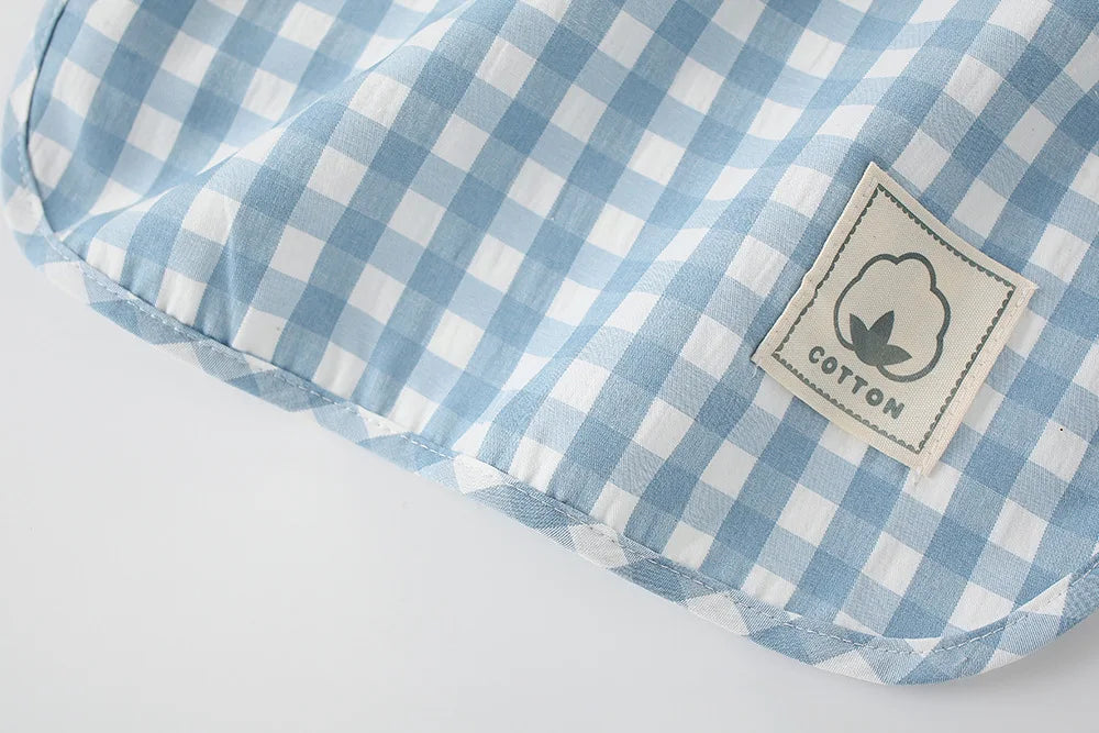 Peto de comida de verano para bebés, petos impermeables para niños y niñas, ropa de niños, delantal sin necesidad de lavar, petos de algodón a cuadros sin mangas