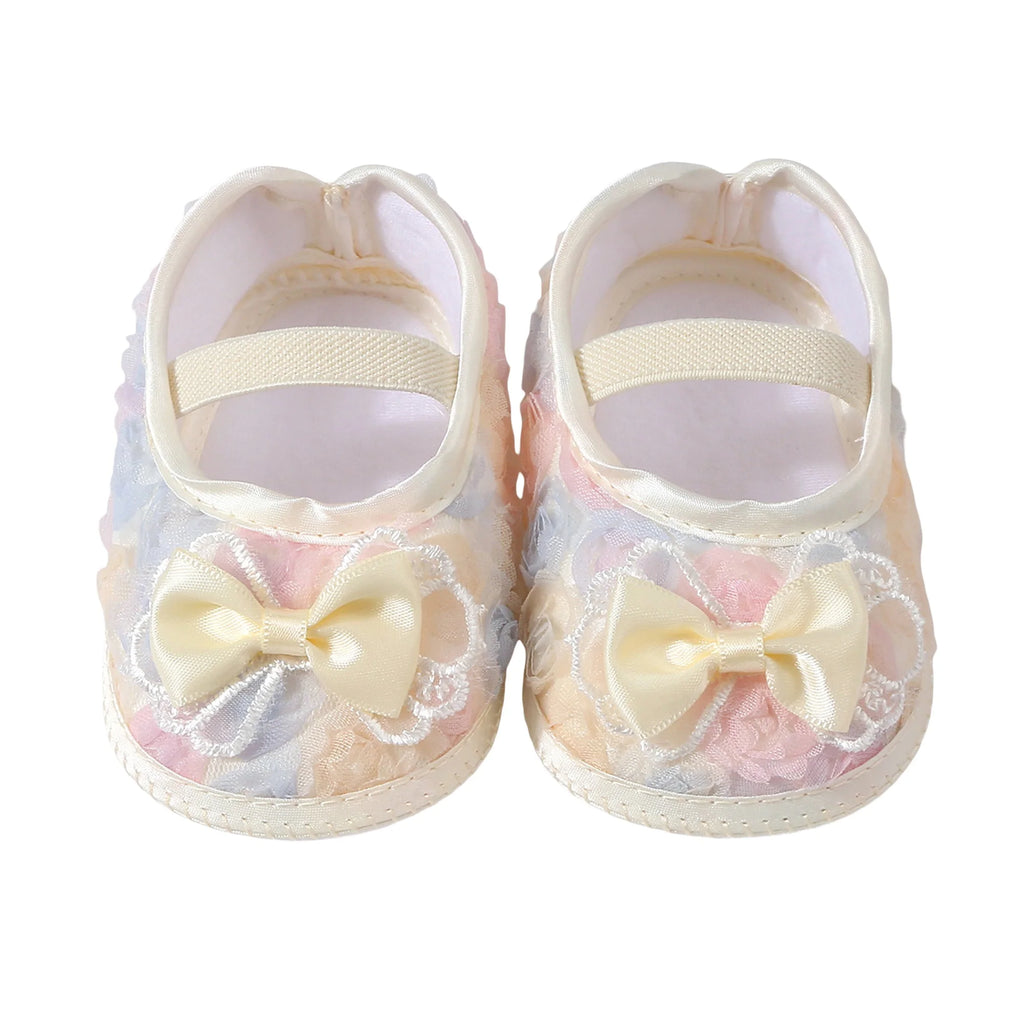 0-12months Baby Girls Shoes Soft First Walking Shoes  for infant girls Lace Bow Decorated Princess Shoes