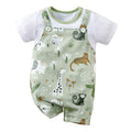 IURNXB Bezaubernder Strampler mit Zootier-Print für Jungen, Neugeborene, Baby, Faux-Zweiteiler, Body mit kurzen Ärmeln, Freizeitkleidung