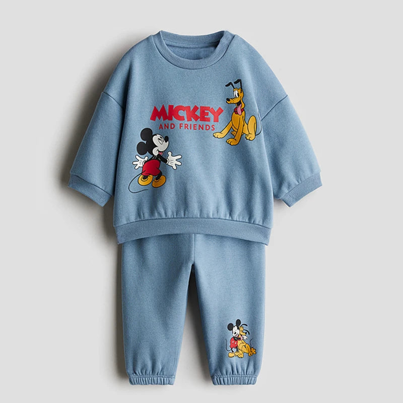 Autumn New Child Costume Mickey Hoodies +Pants 2Piece Set Fashion Casual Outfits Kids Crewneck Tops Pants Long Sleeve Outfits