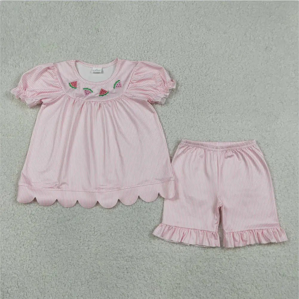 Summer clothing Baby Girls outfits Toddlers Girls wholesale boutique Embroidery Fishes Baby Girls Tunic Shorts Clothes