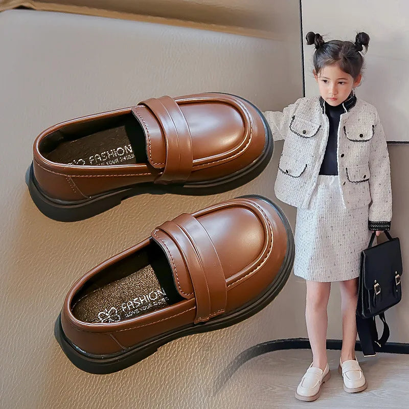 Children Leather Shoes for Boys Girls Kids Loafers Slip-on School Flats Casual Sneakers for Wedding Formal Occasions Party 23-35
