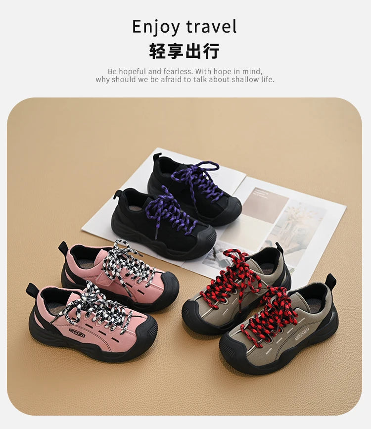 Baby Girls Boys Genuine Leather Sneakers Autumn Kids Casual Shoes Non-slip Soft Sole Infant Toddler Shoes Children Hiking Shoes