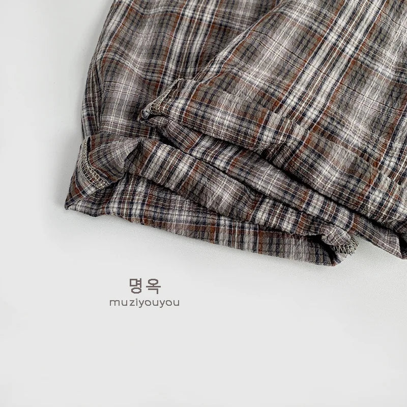 Children's Clothing Jumpsuit 2025 Spring/summer New Item for Boys and Girls, Thin Plaid Jumpsuit for Babies, Children's Pants