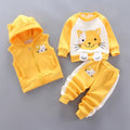 Winter Baby Fleece Clothing Sets Autumn Boys Girls Cotton Thicken Hooded Sweater Cartoon Bear Pants 3Pcs Kids Warm Outfits