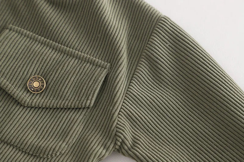Childrens Clothing 2024 New Baby Spring Clothes for Kids Boys and Girls Letter Standing Collar Corduroy Jackets Pants Outfit Set