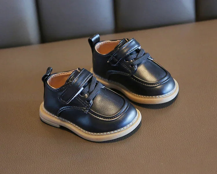 Baby Kids Small Leather Shoes British Style Boys Girls Walking Shoes Soft Sole 2024 New Children Flat Shoes Casual Comfortable