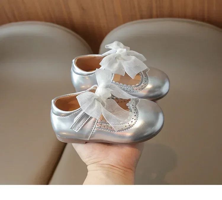 Baby Girl Leather Shoes Spring Autumn New Fashion Soft Comfortable Candy Color Princess Kids Dress Flats Ribbon Bow-knot Sweet